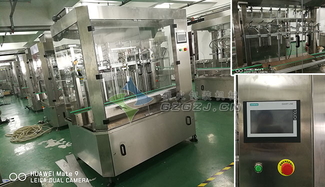 全自動(dòng)柴油尾氣凈化液灌裝機車(chē)間內實(shí)拍及細節